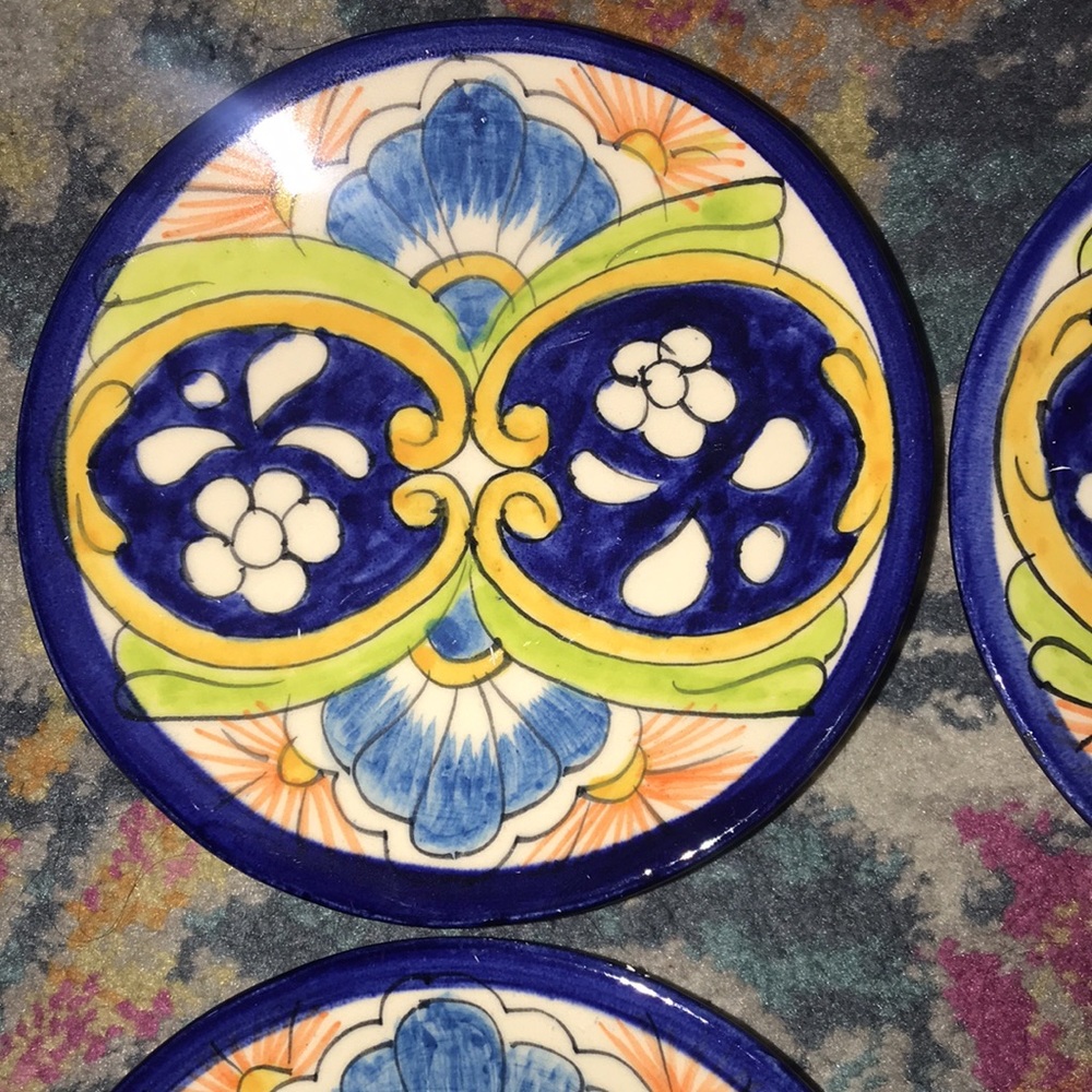 New Talavera Floral Dessert Plates- set of 4 - Picture 6 of 9
